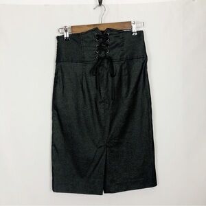 Zinc Pencil Skirt Pirate Lace Up Waist Junior’s Size 3 Black